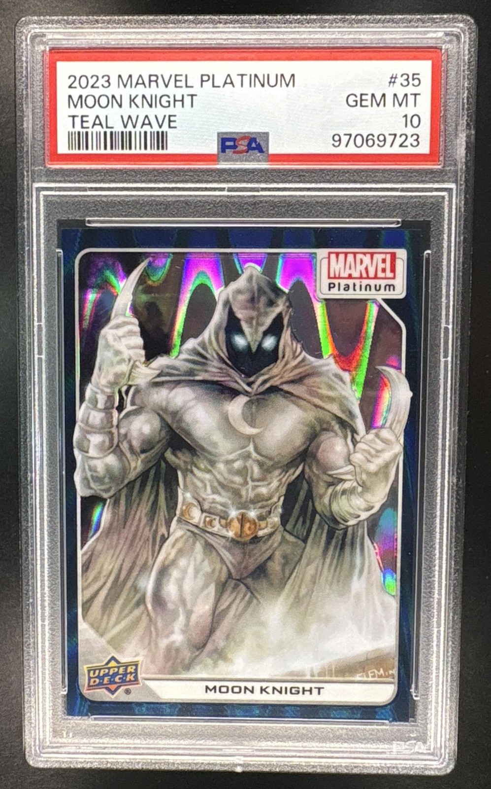 MOON KNIGHT Teal Wave /799 PSA 10 2023 Upper Deck Non-Sport Marvel Platinum #35