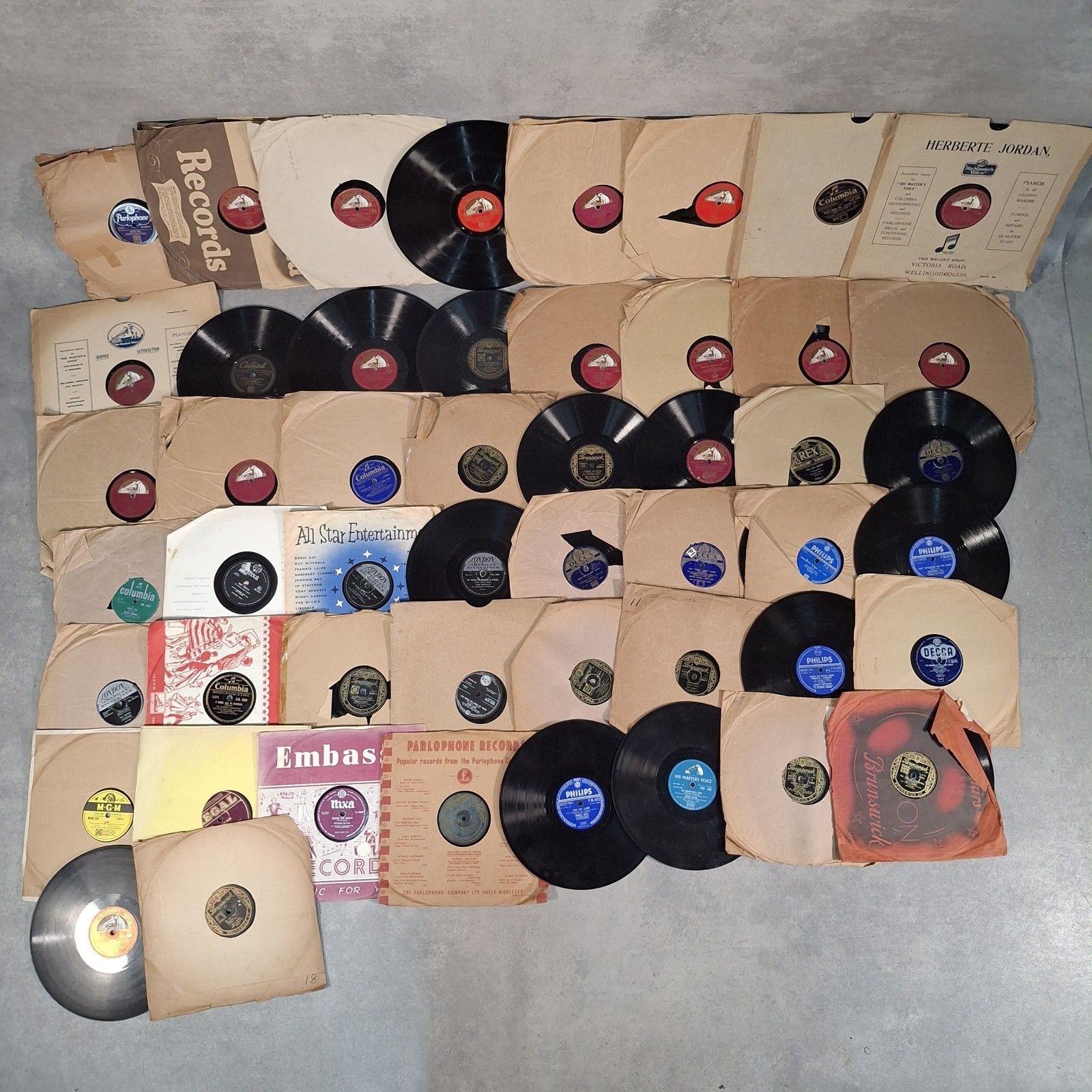 50x 78 RPM Gramophone Records Job Lot VTG Vinyl Bundle Shellac Mixed Genre!