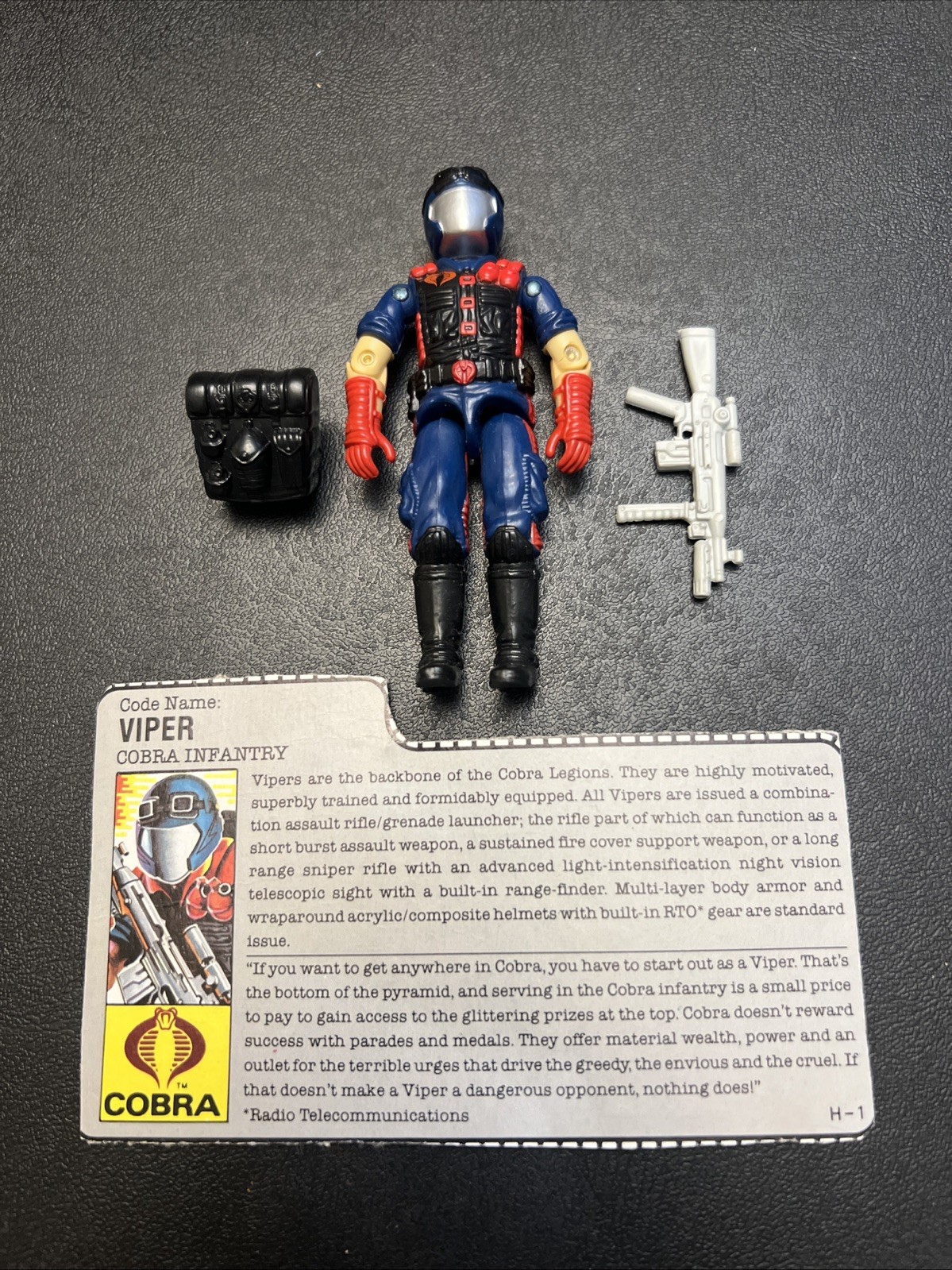 Modellino Gi Joe 3.75 Cobra Viper 1986 completo con scheda L6