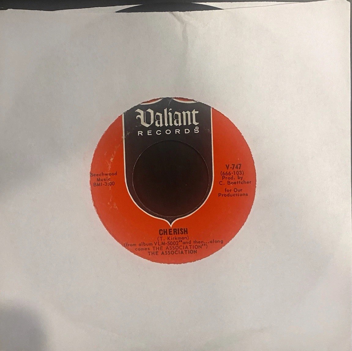 The Association-Cherish 45 Valiant Records V-747 Excellent