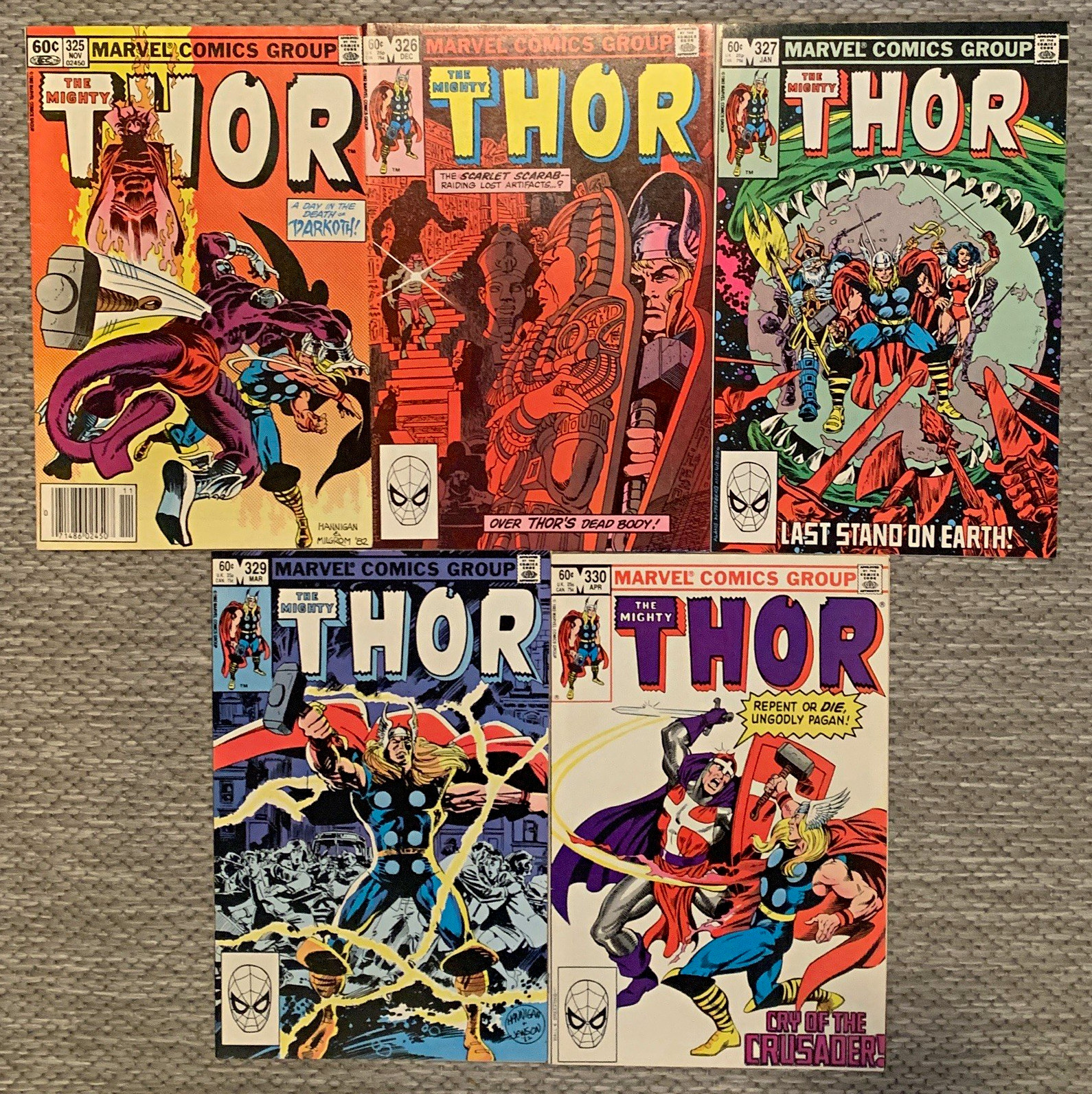 MARVEL Comics THE MIGHTY THOR #325 326 327 329 330 VG+FN 1982-1983 Bronze Age 