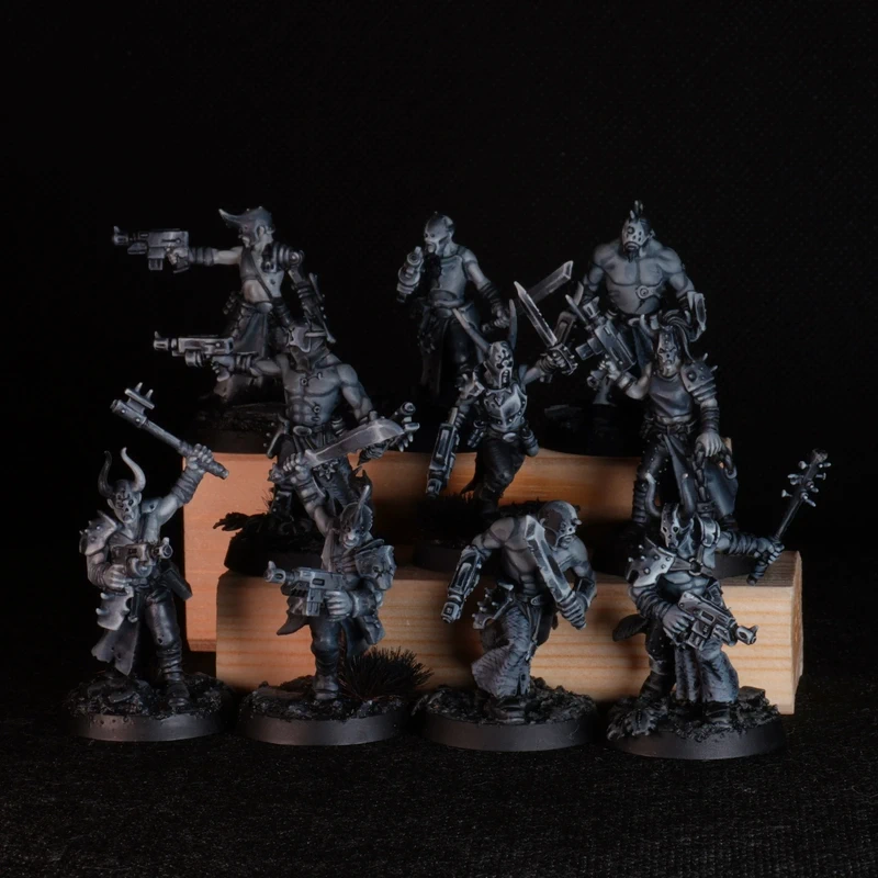 chaos cultists - painted in B&W