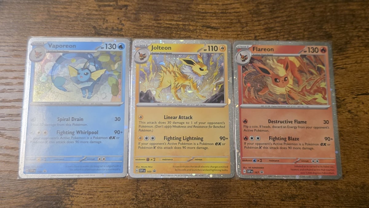 Lotto Promo Pokemon Evoluzioni Prismatiche Flareon Vaporeon Jolteon SVP 167 168 169