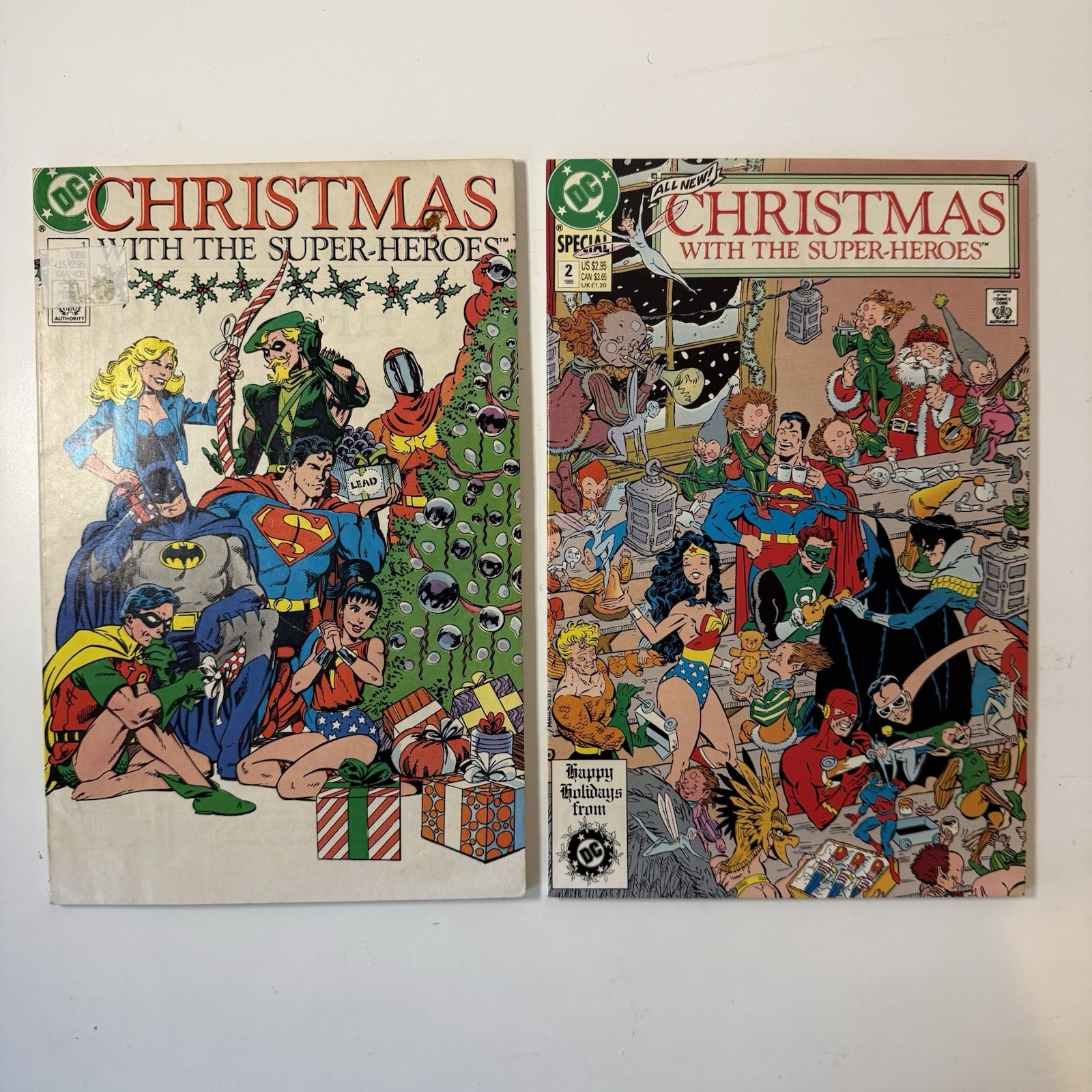 Christmas with the Super-Heroes #1 & 2 (DC Comics 1988 1989)