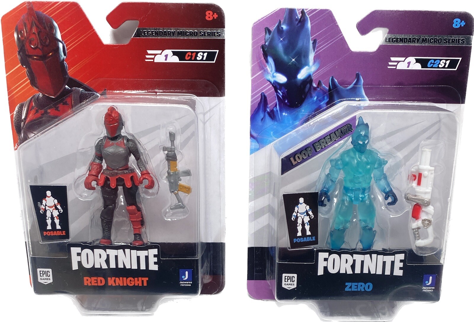 Fortnite RED KNIGHT & ZERO Legendary Micro Series action figure 2,5" nuove con scatola