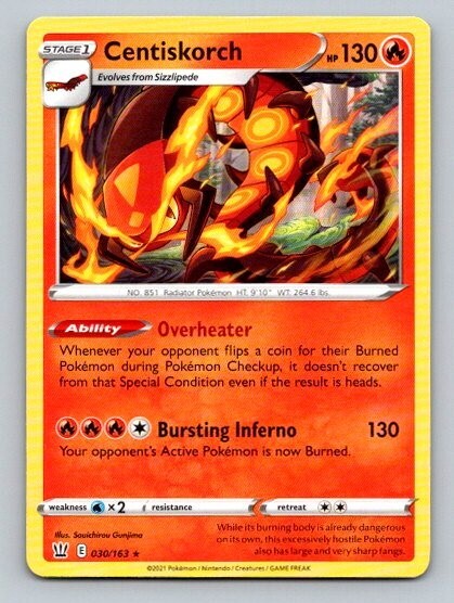 Carta Pokemon 2021 stili di battaglia Centiskorch 30/163