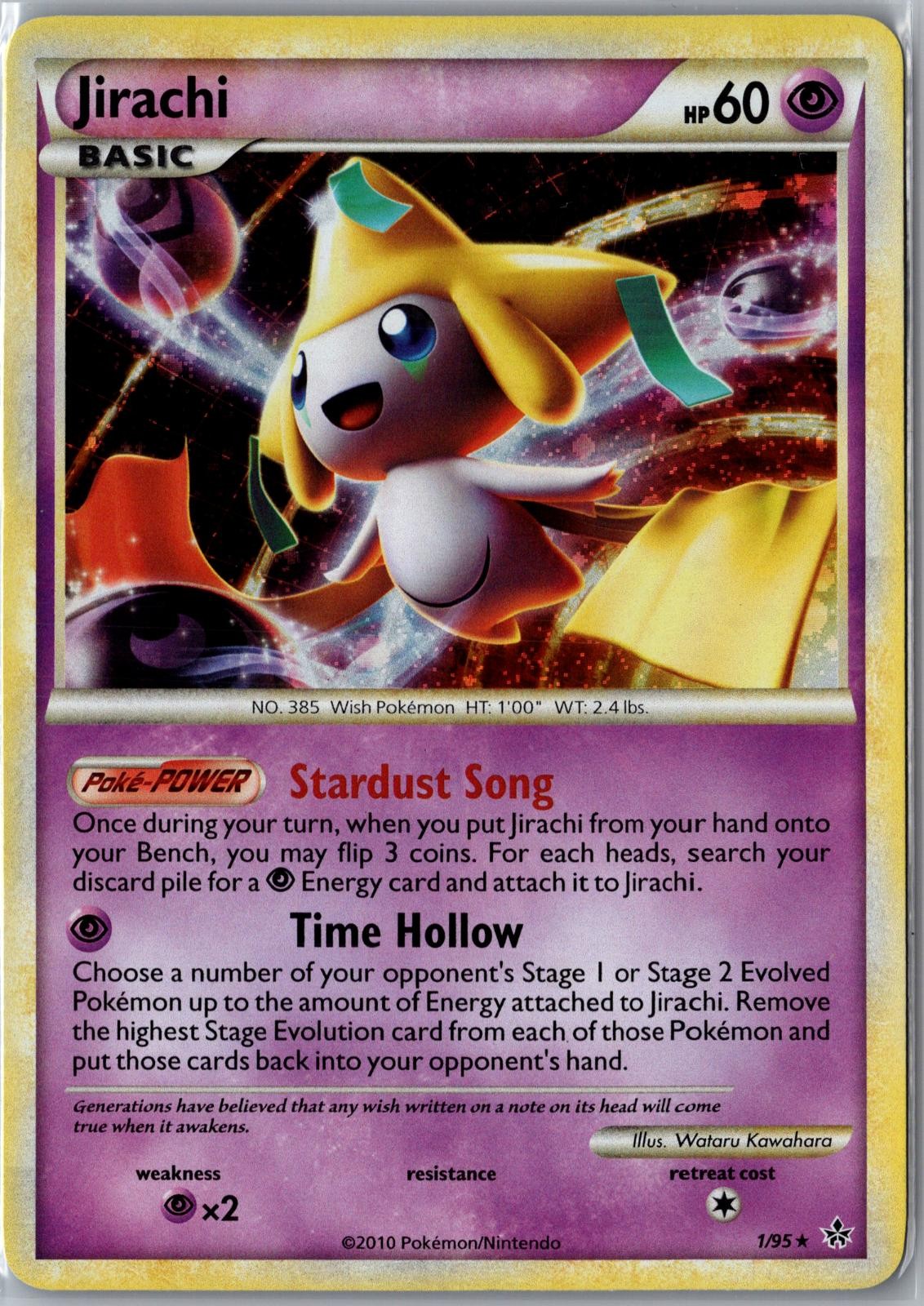 Pokemon Jirachi 1/95 Holo raro HGSS scatenato quasi come nuovo