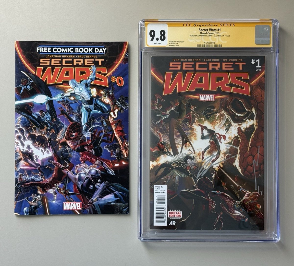 Marvel 2015 Secret Wars Numero #0 & #1 CGC 9.8 Signature Series Hickman & Esad