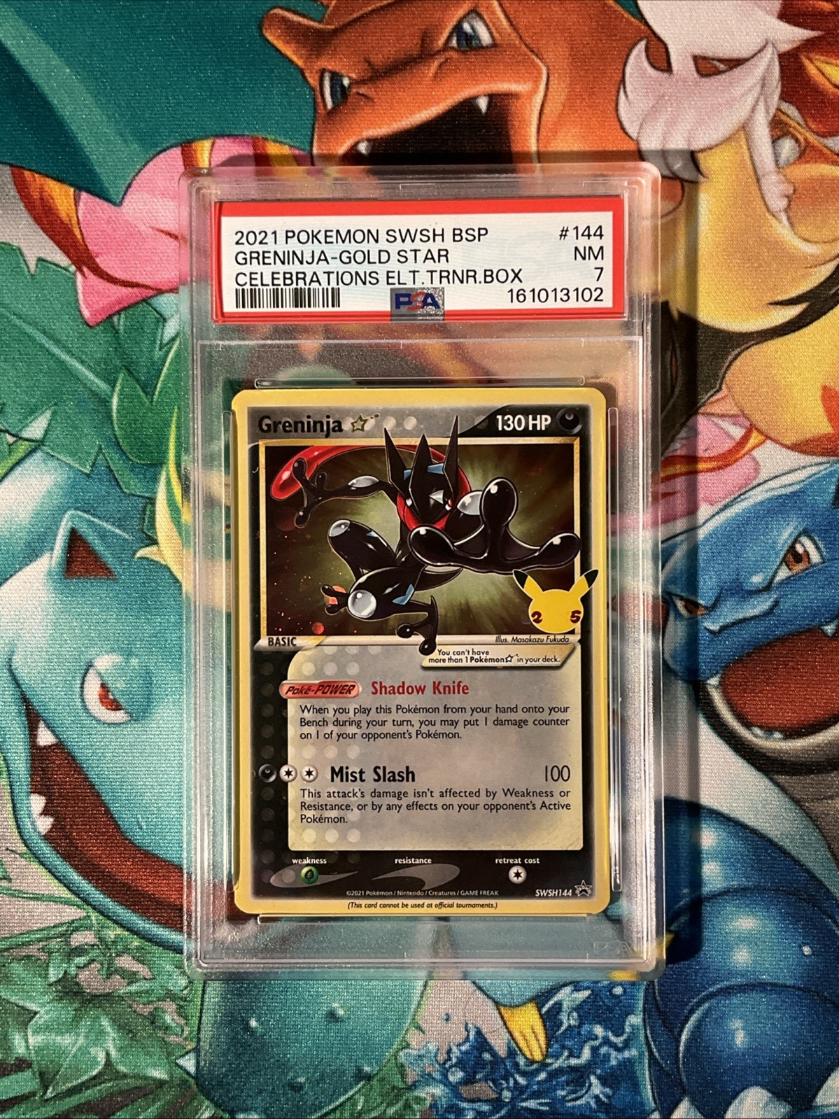 Pokémon Celebrazioni Stella Nera Promo SWSH144 Stella Oro Greninja PSA 7