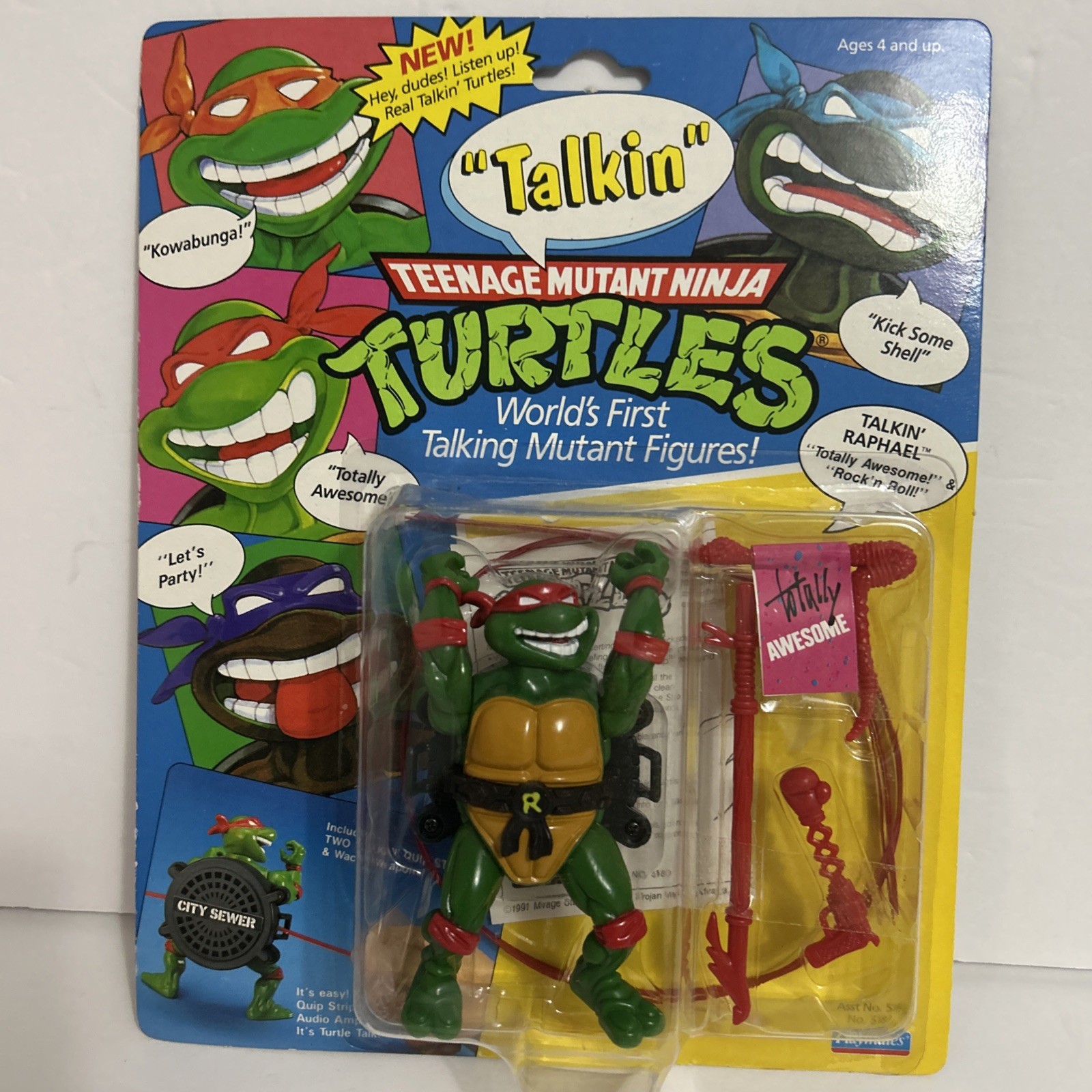 Teenage Mutant Ninja Turtles TMNT Talking Raphael 1991 compagni di gioco sigillato vintage