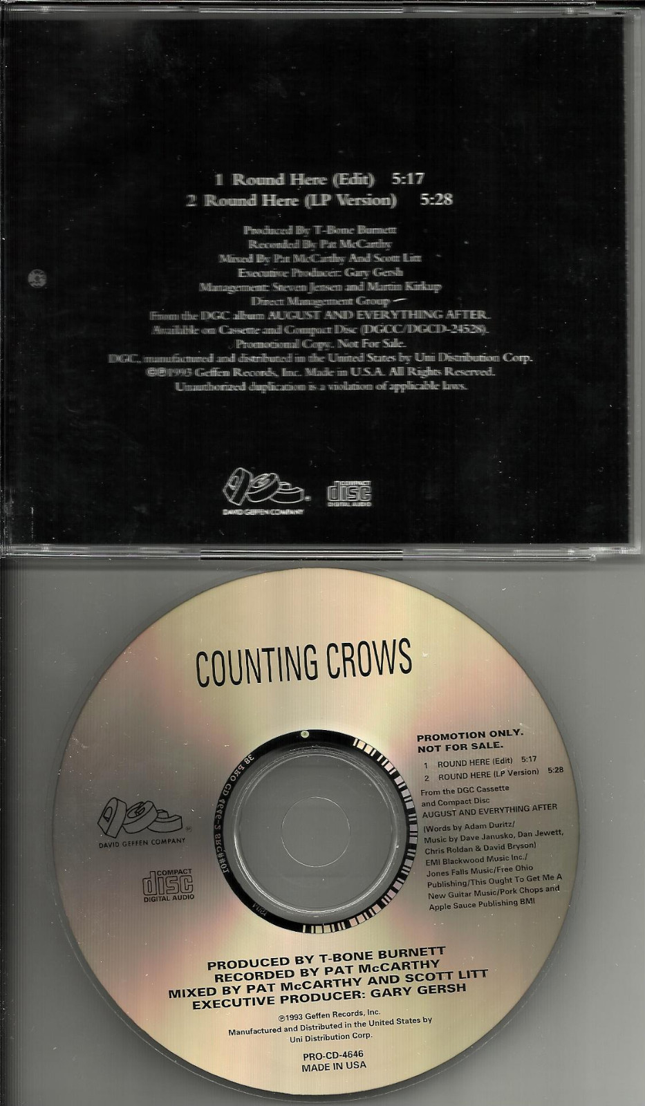 COUNTING CROWS Round Here w/ RARE EDIT  PROCD 4646 PROMO DJ CD Single 1993