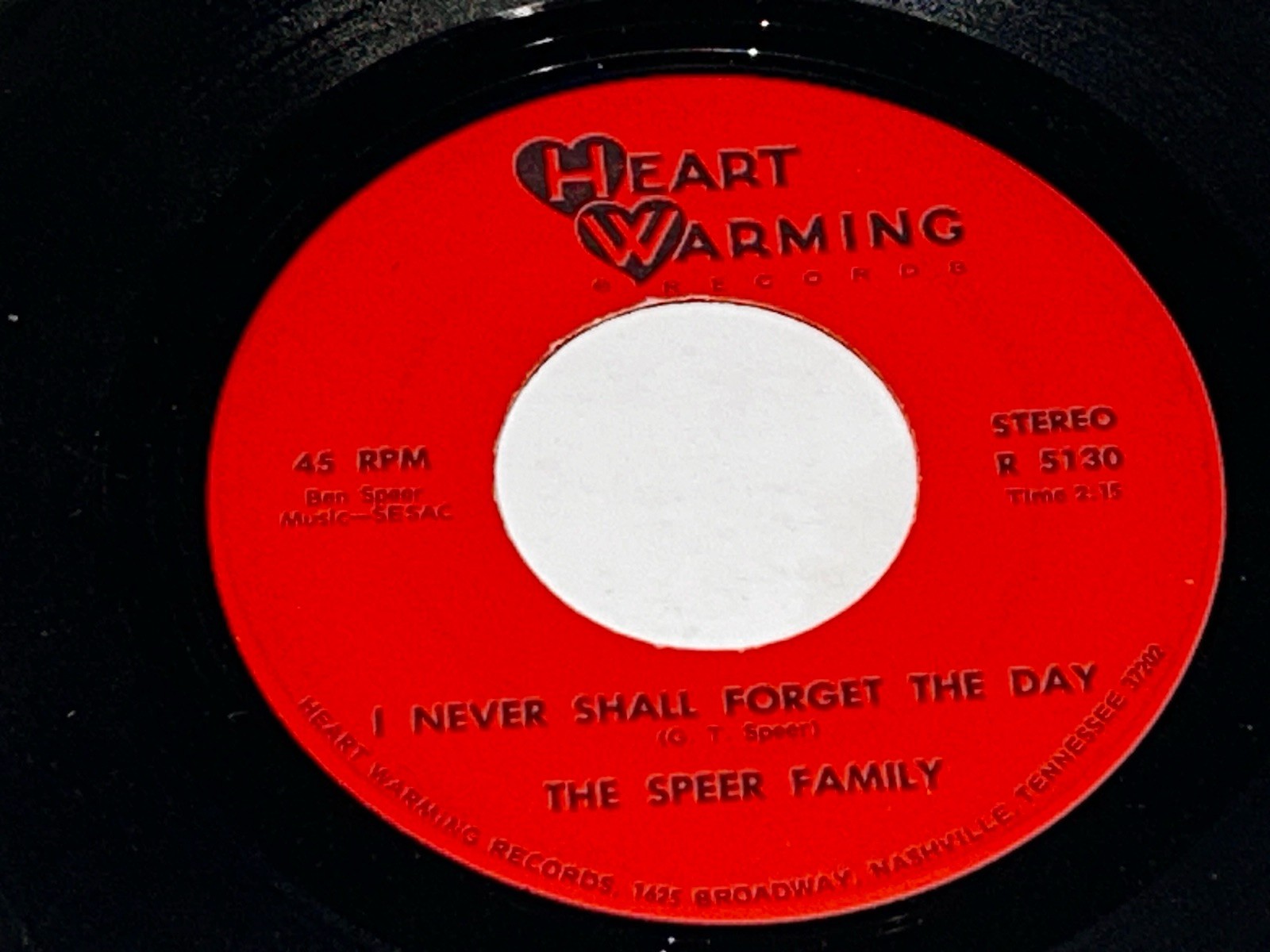 The Speers ~I Never Shall Forget The Day Promo  ~ 45 RPM Record 23V29
