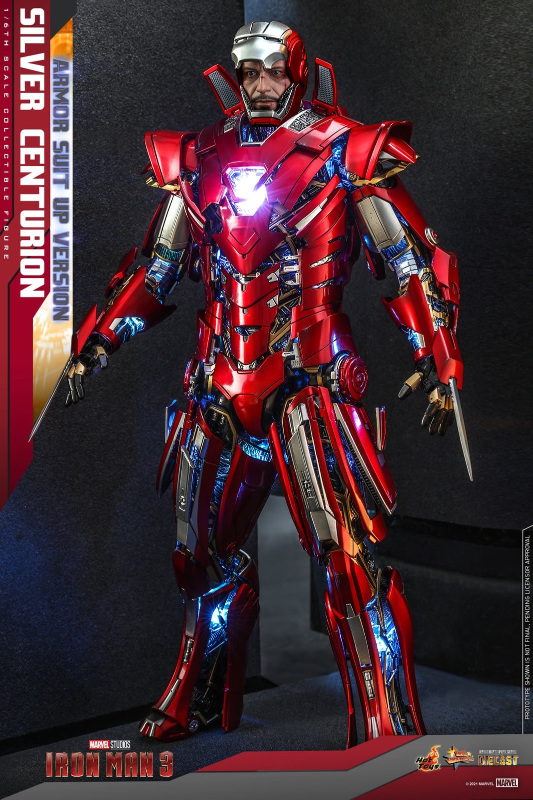 Nuovo Hot Toys MMS618D43 Iron Man 3 Mark 33 Silver Centurion Armor Suit Up Ver.
