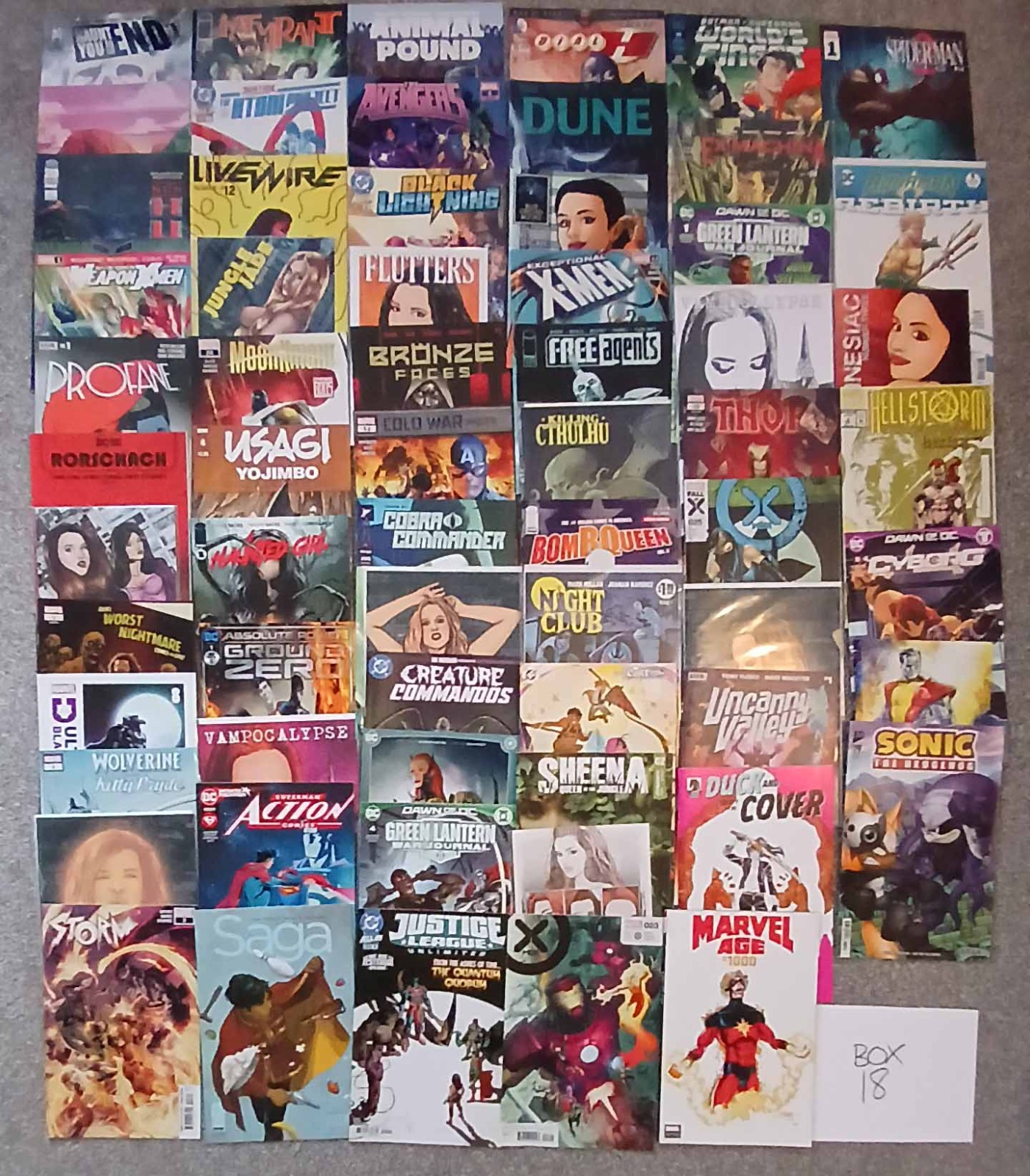 Huge mixed lot of 65 comics - Marvel, DC, Image & Indies - Mostly recent- Box 18