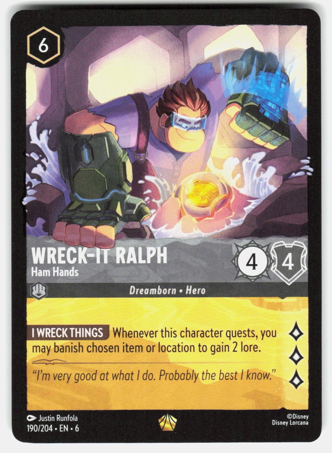 Wreck-It Ralph - Mani di Prosciutto 190/204 Leggendario Mare Azzurro Lorcana Nuovo con etichette/M