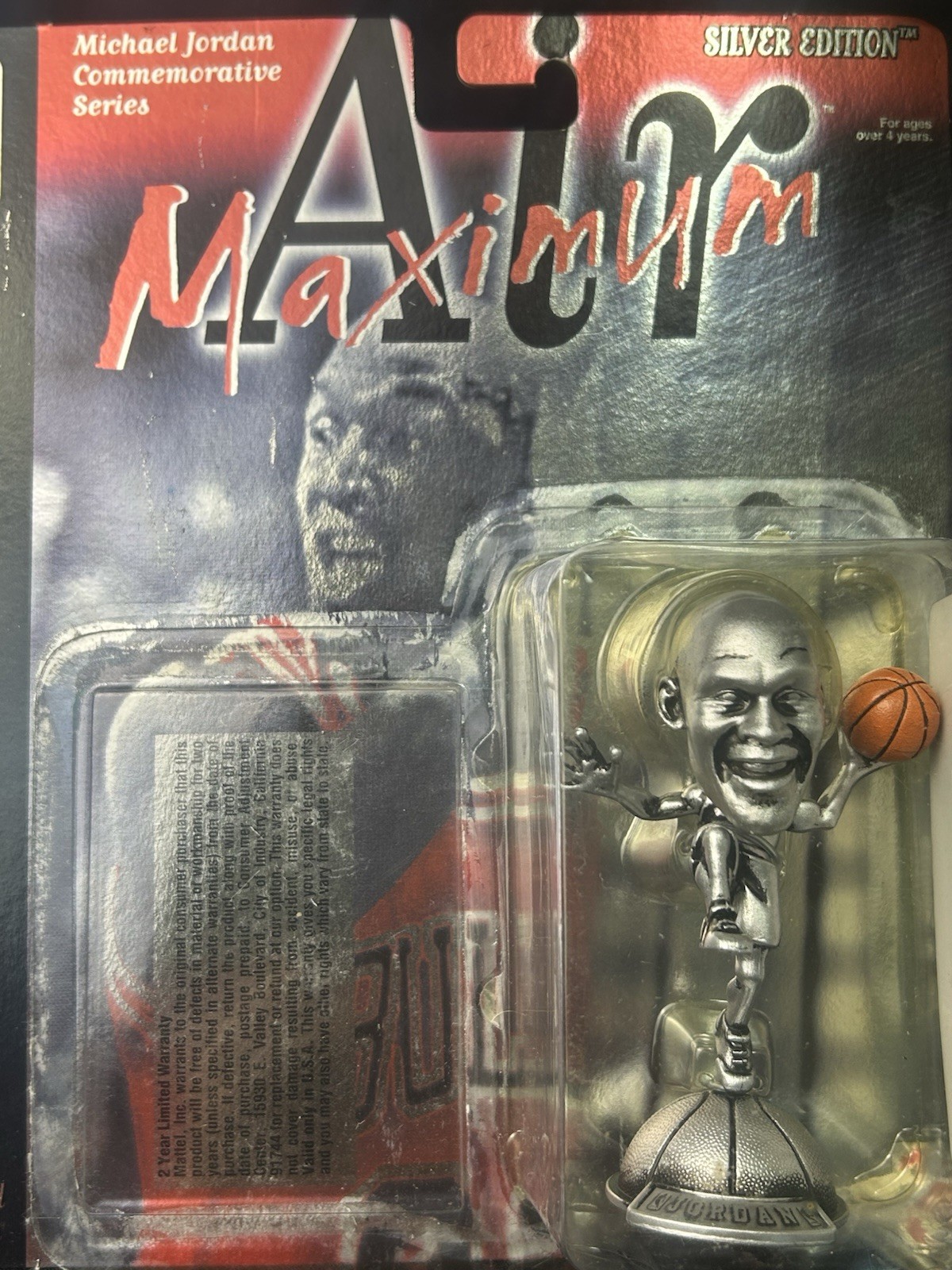 Figurina Michael Jordan Maximum Air Silver Edition Upper Deck NBA sciolta anni 90