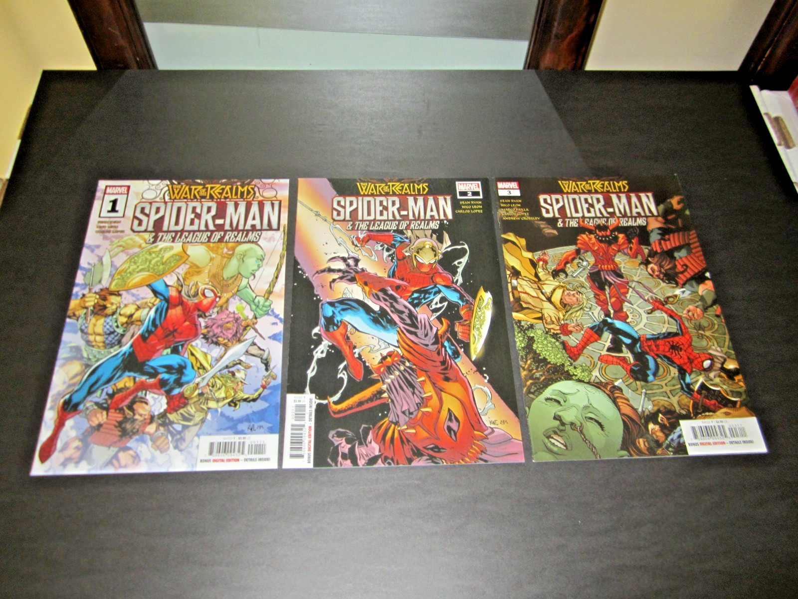 War Of The Realms, Spiderman & The League Of Realms #'s 1, 2, & 3, Complete, NM