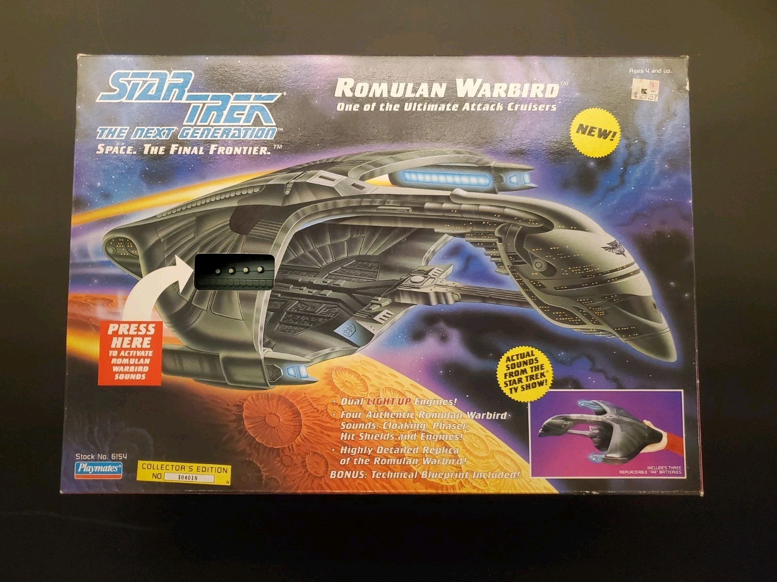 Playmates Star Trek TNG Romulan Warbird Attack Cruiser 6154 1993 nuovo con scatola 
