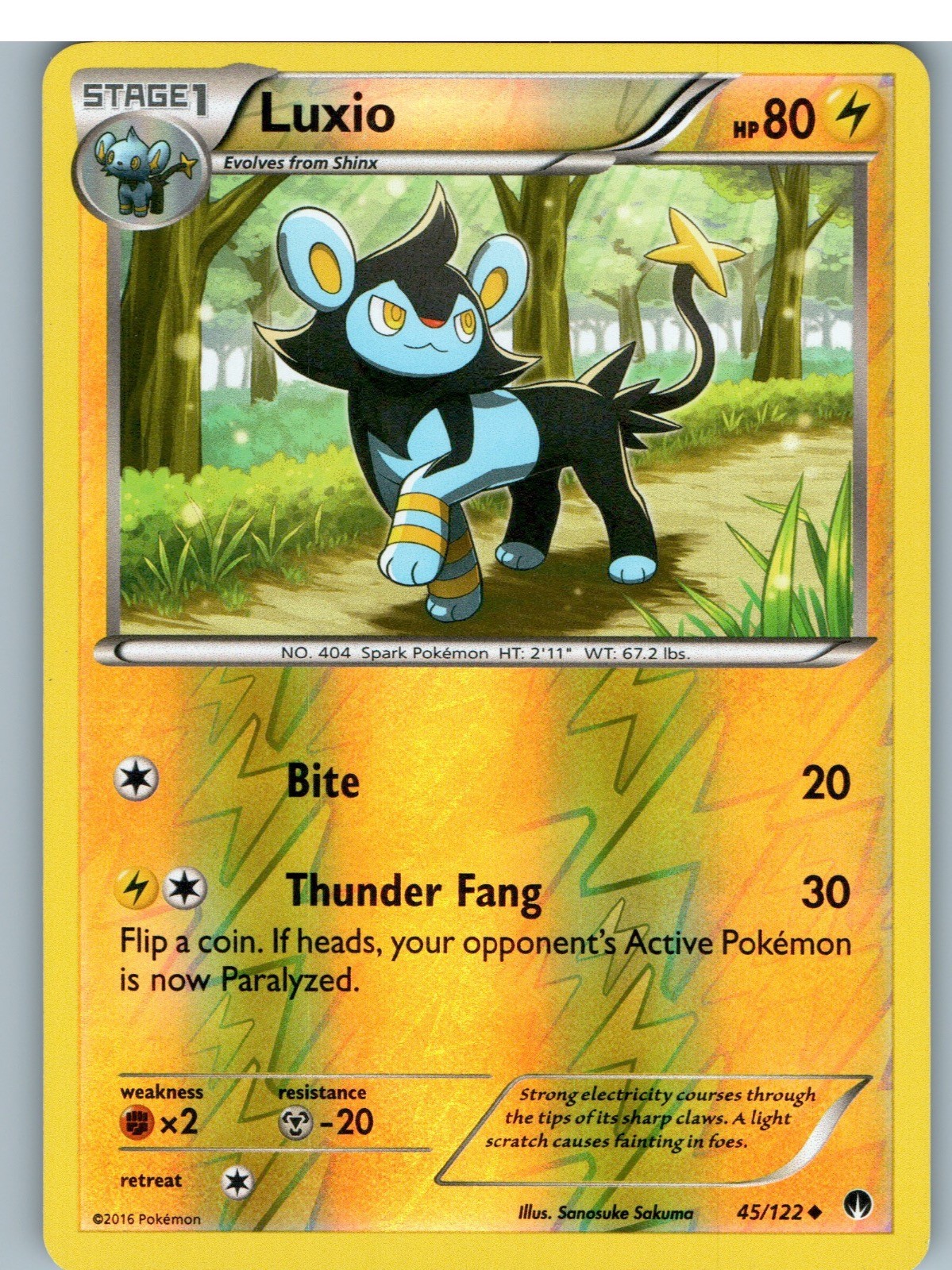 Luxio 45/122 Pokemon Breakpoint non comune Reverse Holo leggermente giocato