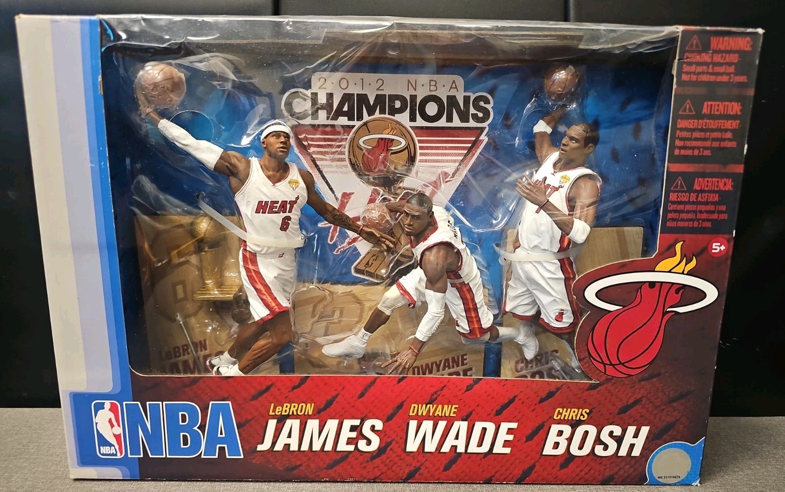 Miami Heat 2012 NBA Championship 3 Pack - LeBron James Wade Bosh Mcfarlane NEW 
