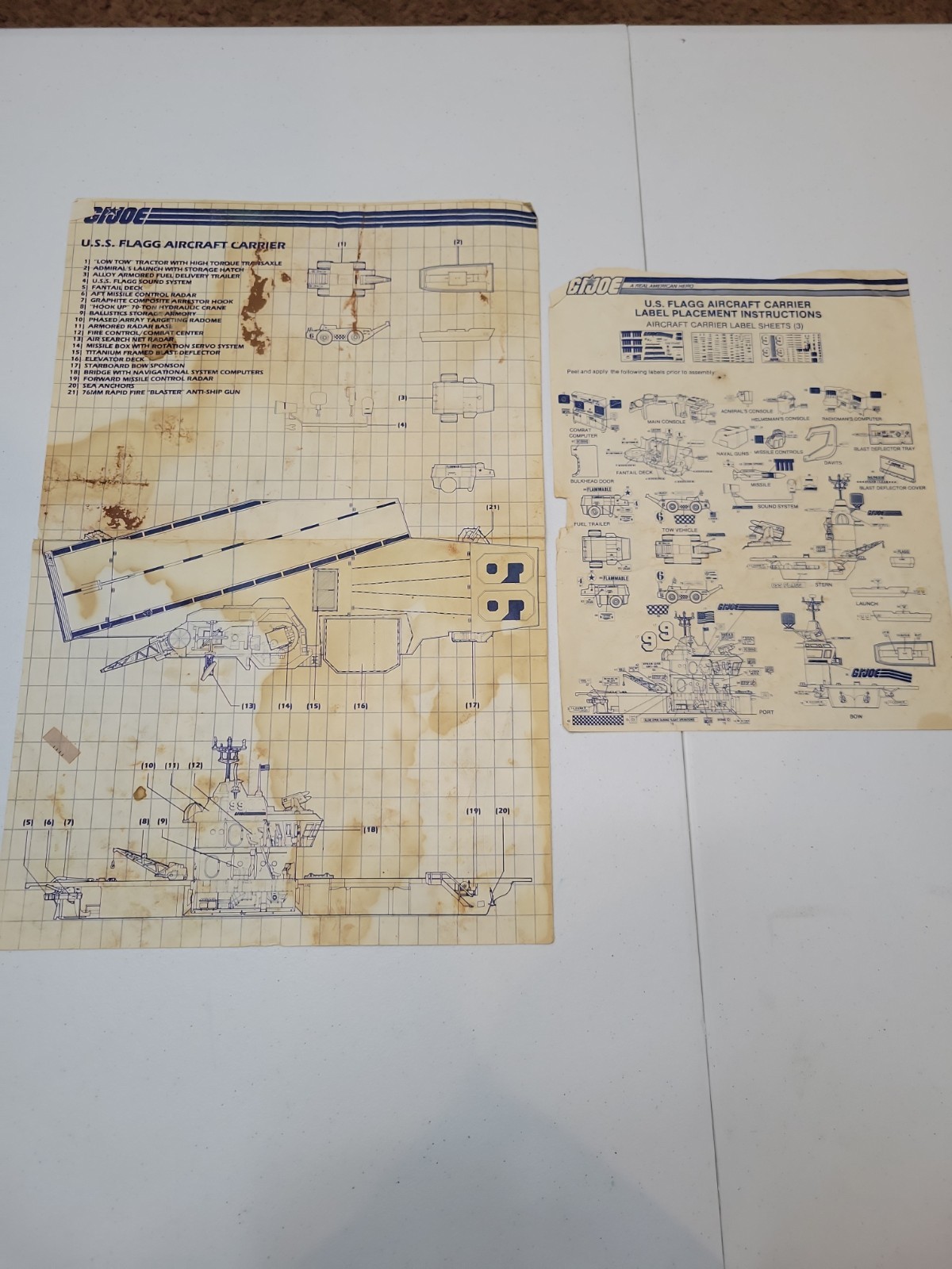 G.I. Joe 1985 U.S.S. Flagg blueprints aircraft carrier