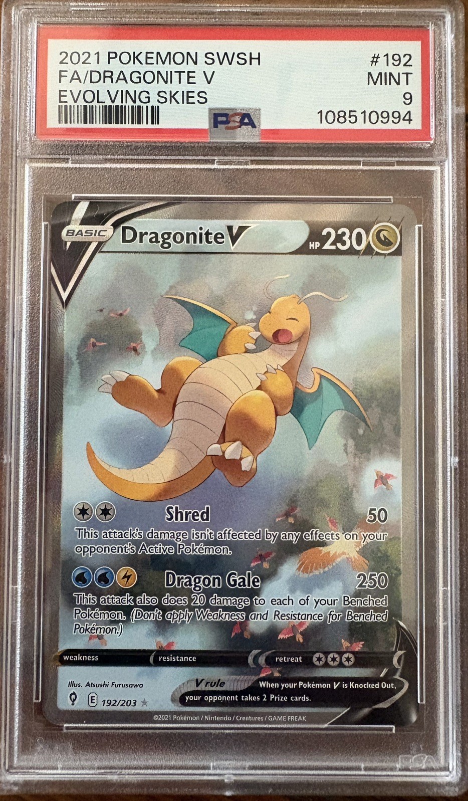 Pokémon TCG Cieli in Evoluzione Dragonite V Alt Art 192/203 Ultra Rara PSA 9