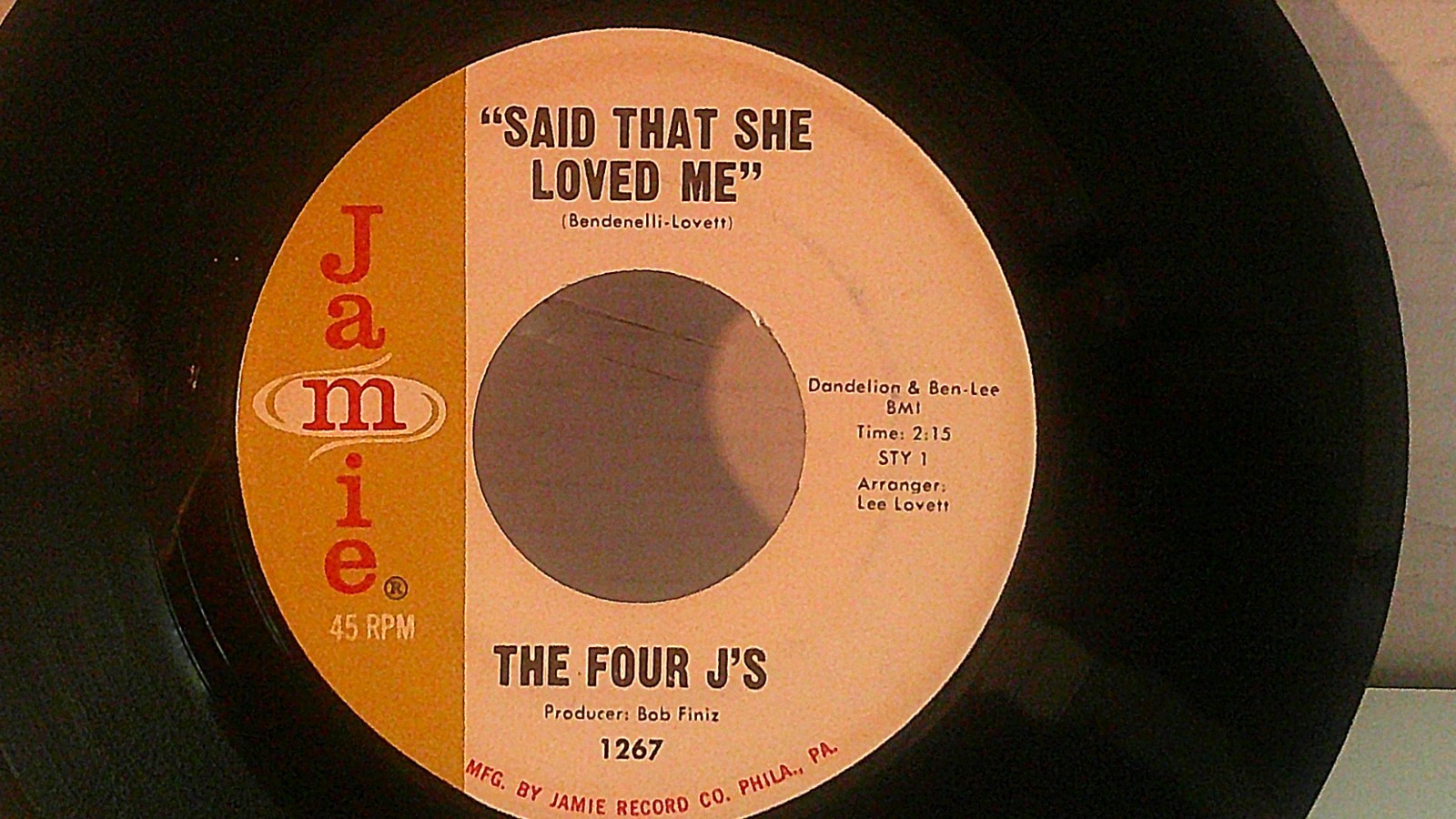The Four J's,Jamie 1267"Said That She Loved Me"US,7"45,1963 Northern Soul,Mint