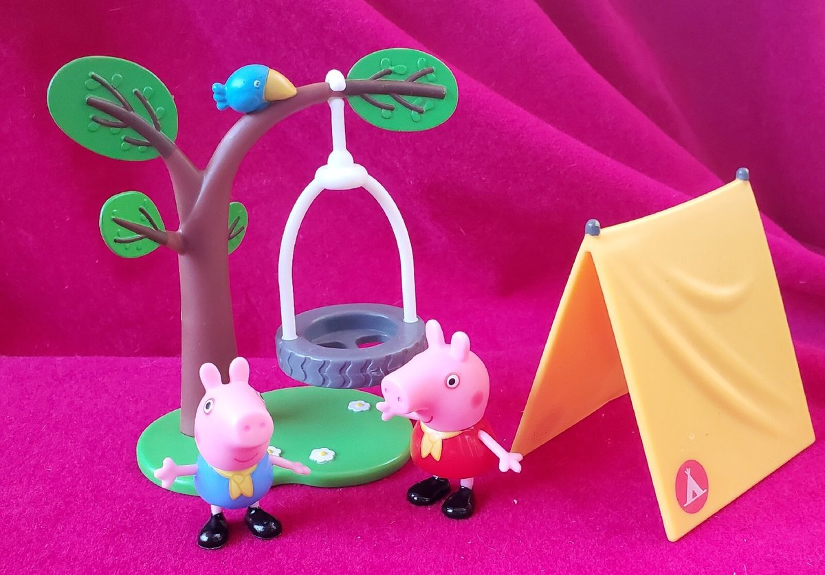 Peppa Pig Campeggio Viaggio Playset 4 Pezzi Peppa George Tenda Altalena HTF Raro 2003
