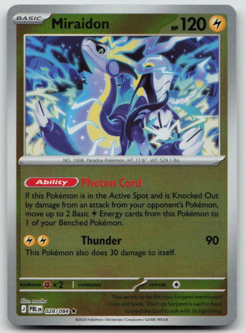 Miraidon 028/084 Raro Pokemon Nero Pece Reverse Holo Near Mint