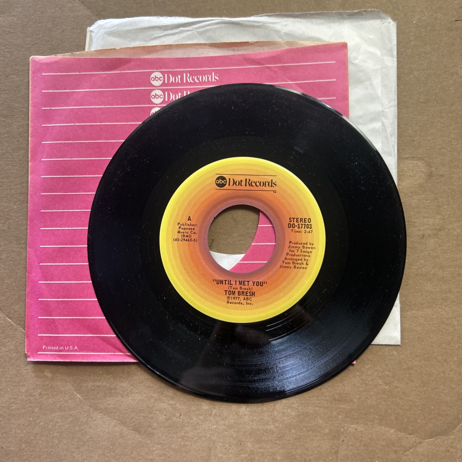 Tom Bresh Until I Meet You/Wonder What It's Like 1977 Abc Dot 45