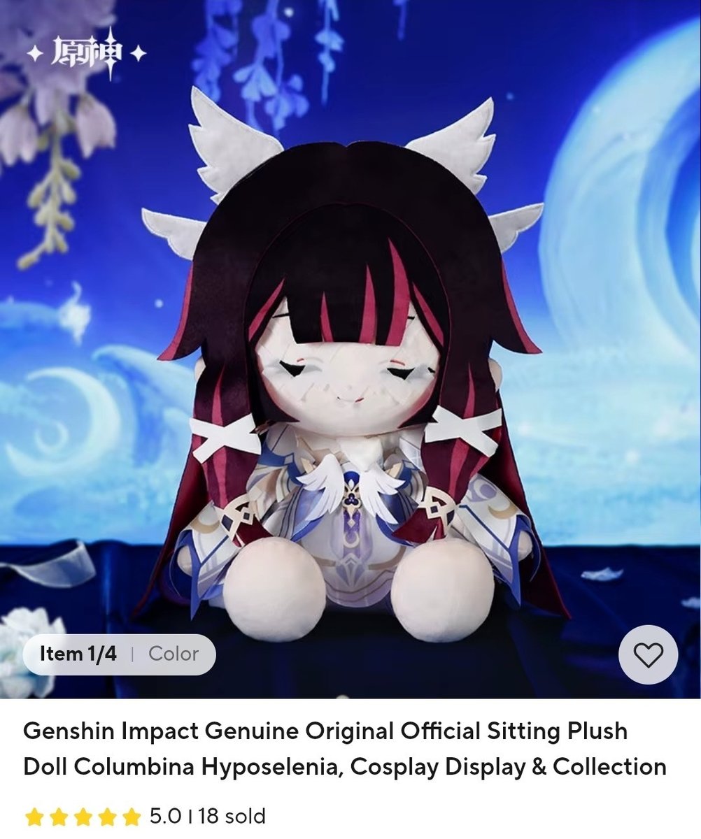 SIGILLATO Genshin Impact Columbina Ufficiale Seduto Peluche Bambola MiHoYo Anime Cartone Animato