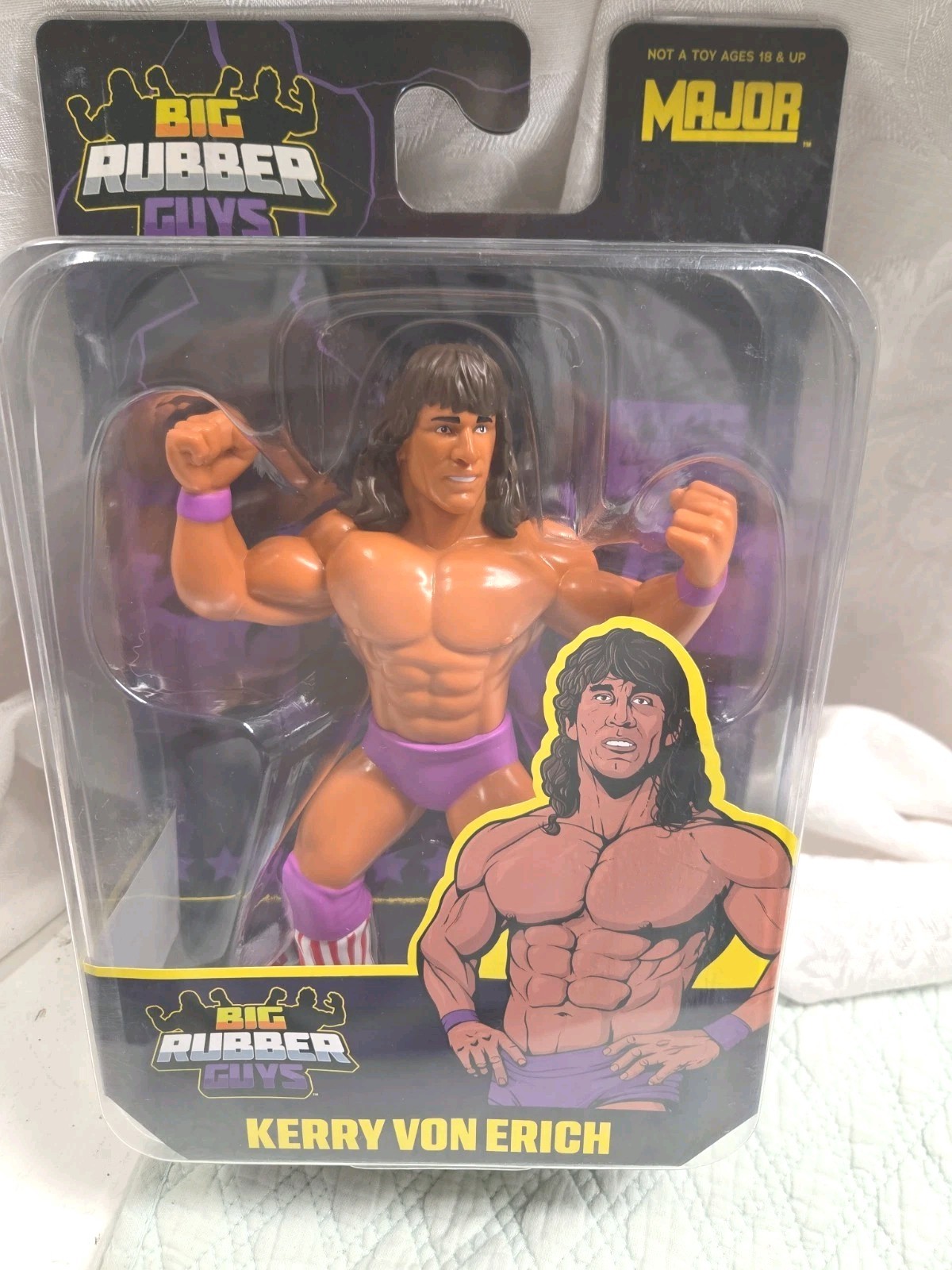 Major Big Rubber Guys Kerry Von Erich Wrestling Figure Sealed Carded WWE HOF