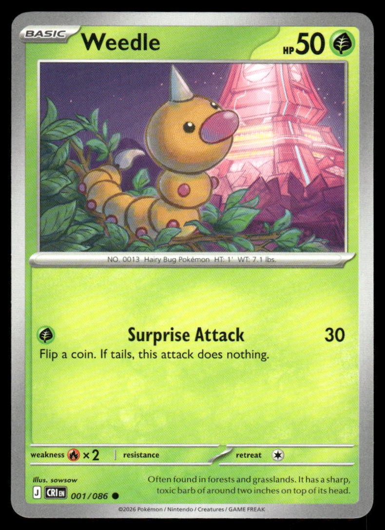 Weedle 001/086 Pokemon comune che sorge il caos quasi nuovo