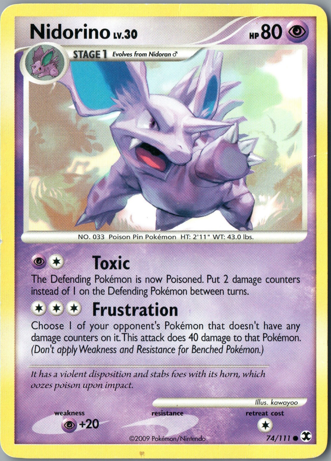Nidorino Common Rising Rivals 74/111 LP - Pokemon