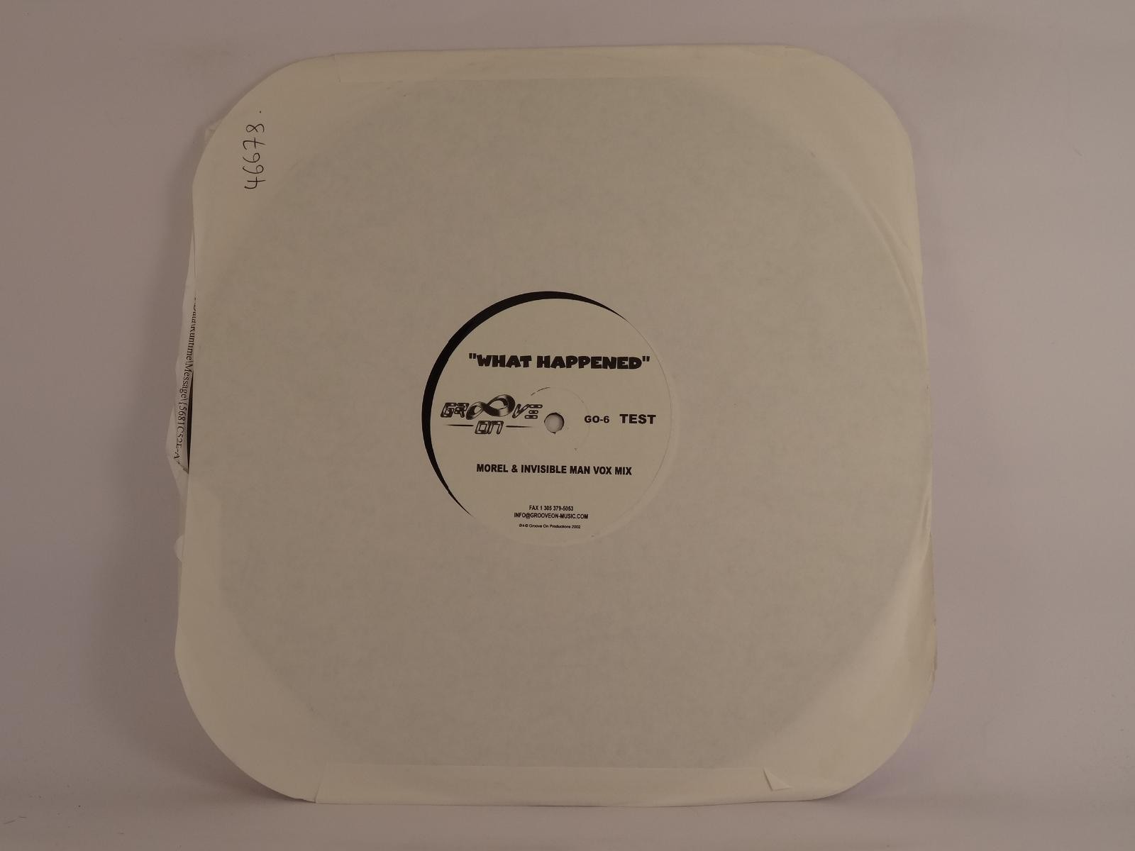 MOREL & INVISIBLE MAN WHAT HAPPENED (B) 2 Track 12" Single GROOVE ON