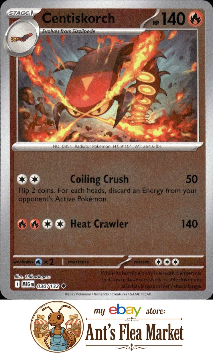 Centiskorch #030/132 Near Mint or Better ME01: Mega Evolution Non Comune, Rev Holo