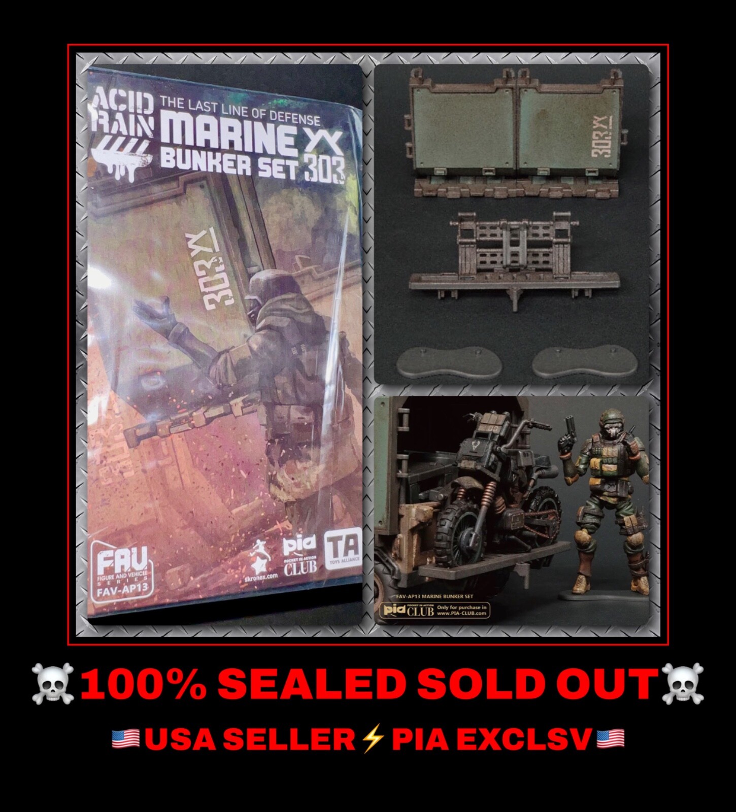 Lotto action figure USA Acid Rain FAV-AP13 Marine 303 Bunker Set gi joe 3,75" 1/18