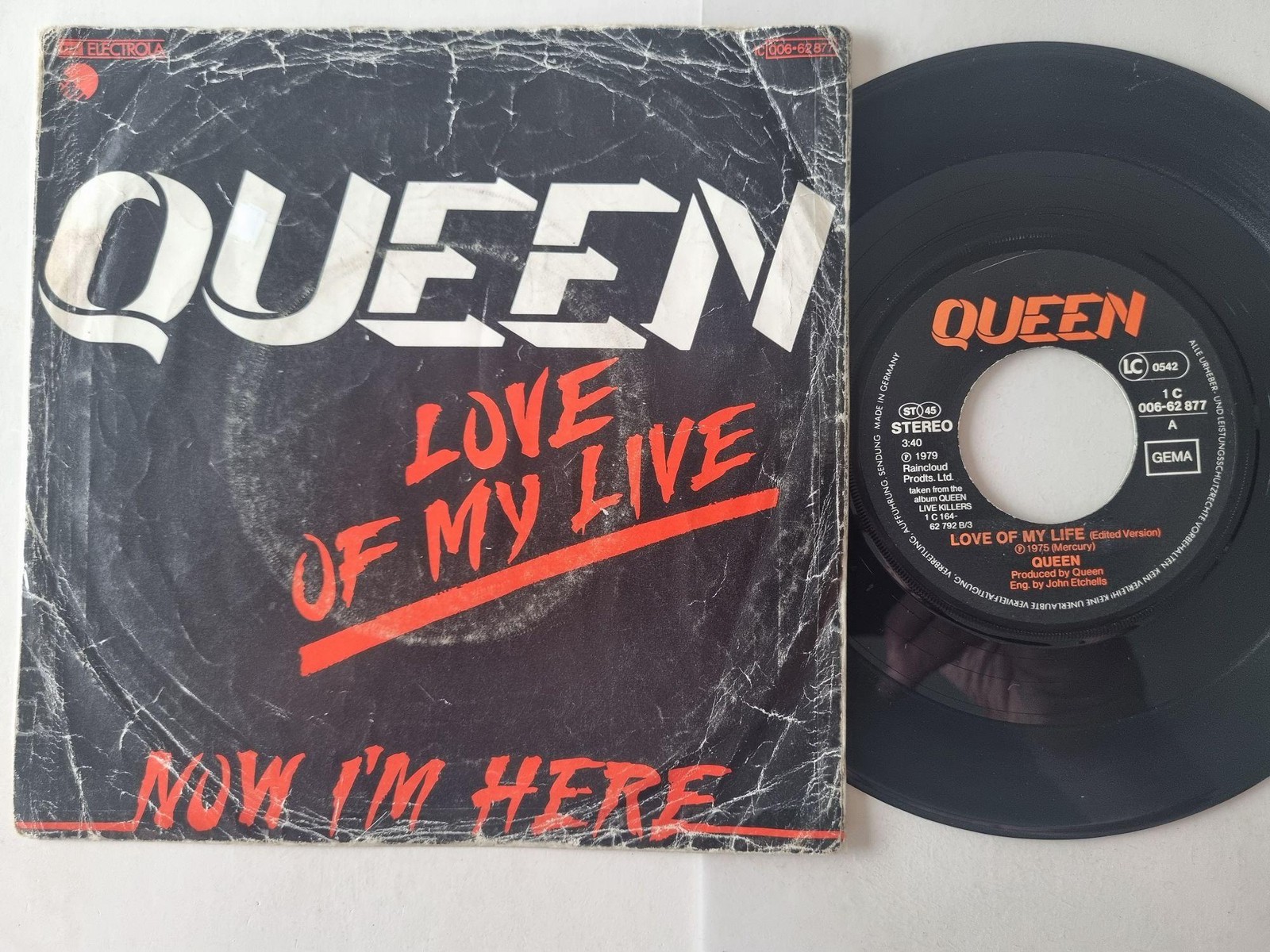 Queen - Love Of My Life/ Live 7'' Vinyl Germany/ TOTALLY WORN COVER