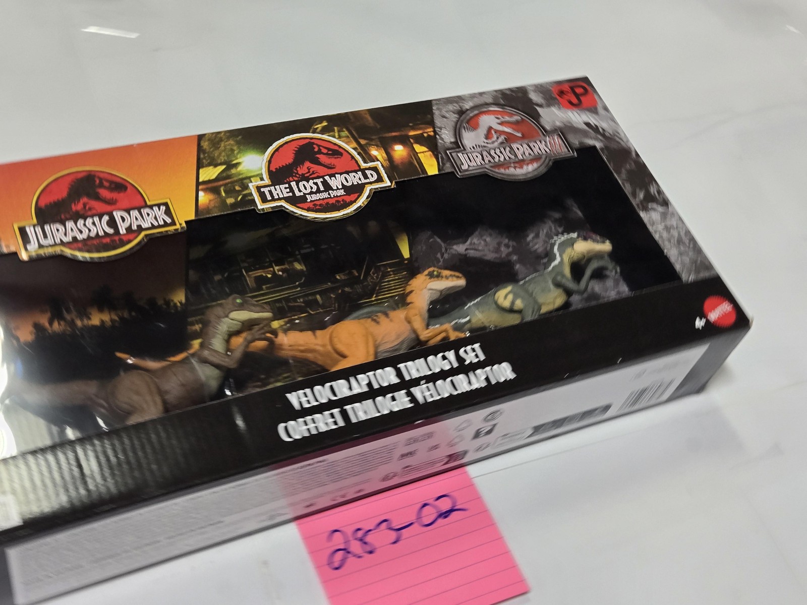 Jurassic Park Velociraptor Trilogy Figure Set Mattel Giocattolo in Scatola Multicolore Nuovo