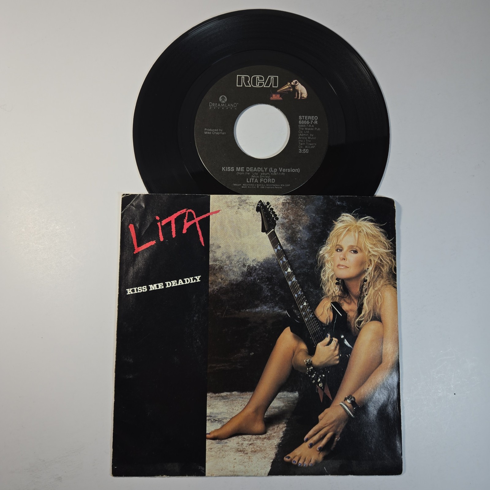 Lita Ford  "Kiss Me Deadly" 45 Vg+ Tested Picture Sleeve Worn 1988