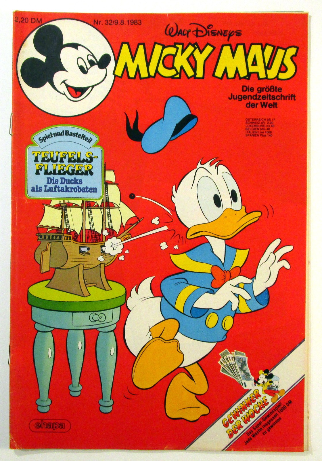 Topolino 1983 fascicolo #32 del 9 agosto 1983 con supplemento e frammento Ehapa Editore