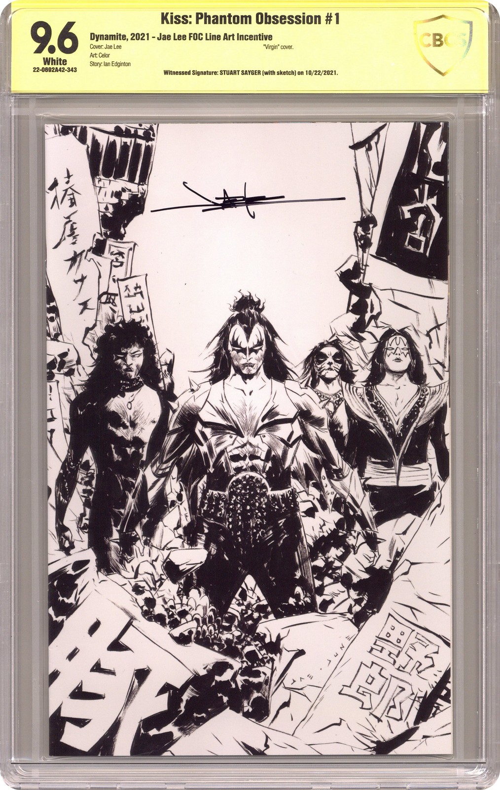 Kiss Phantom Obsession 1T Lee Virgin Line Art 1:21 CBCS 9.6 Testimone Sig 2021