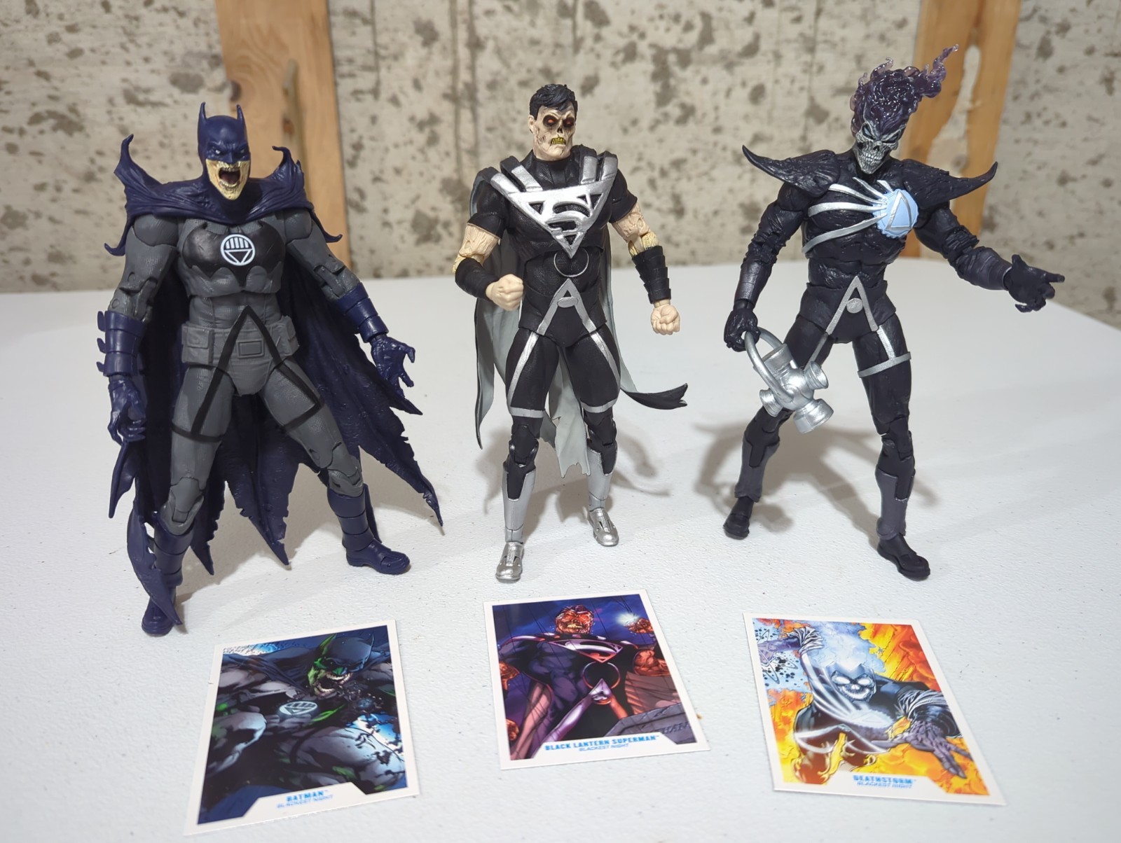Lotto di 3 Blackest Night Batman Superman Death Storm McFarlane DC Black Latern