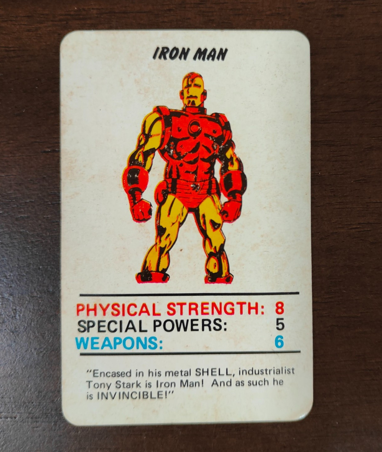 1977 Marvel Superhero Card Iron Man UK Top Trumps