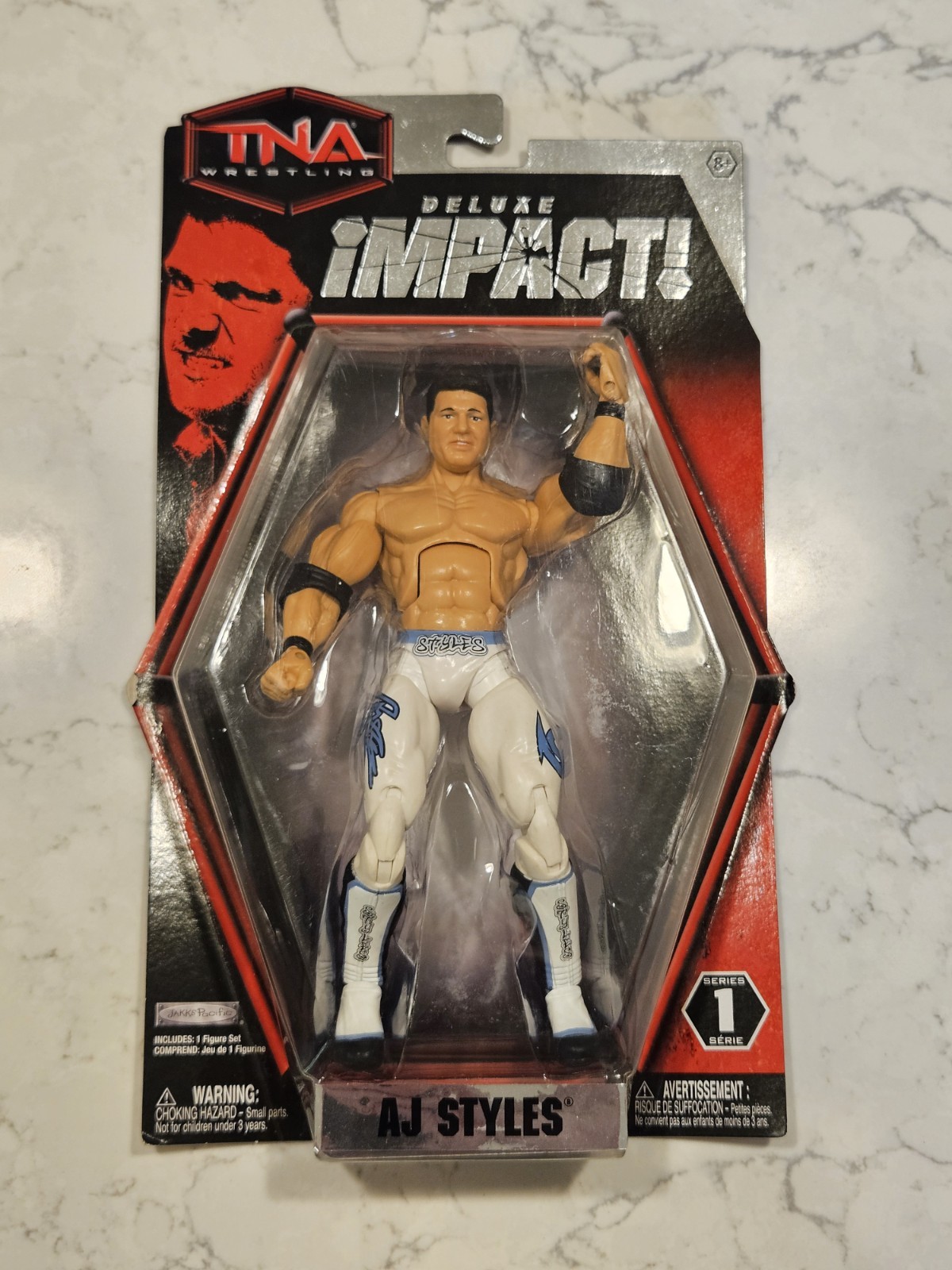 Modellino Jakks Pacific TNA Deluxe Impact Series 1 AJ Styles White Tights 7"