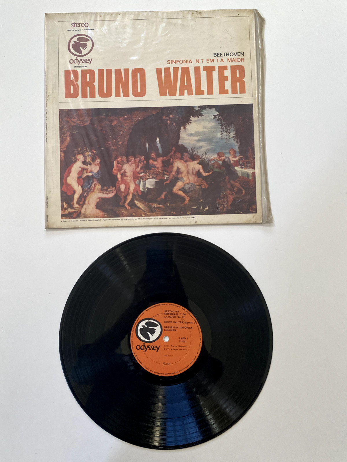 RARE Bruno Walter Beethoven Sinfonia No 7 in A Major Odyssey Record Album Vinyl,