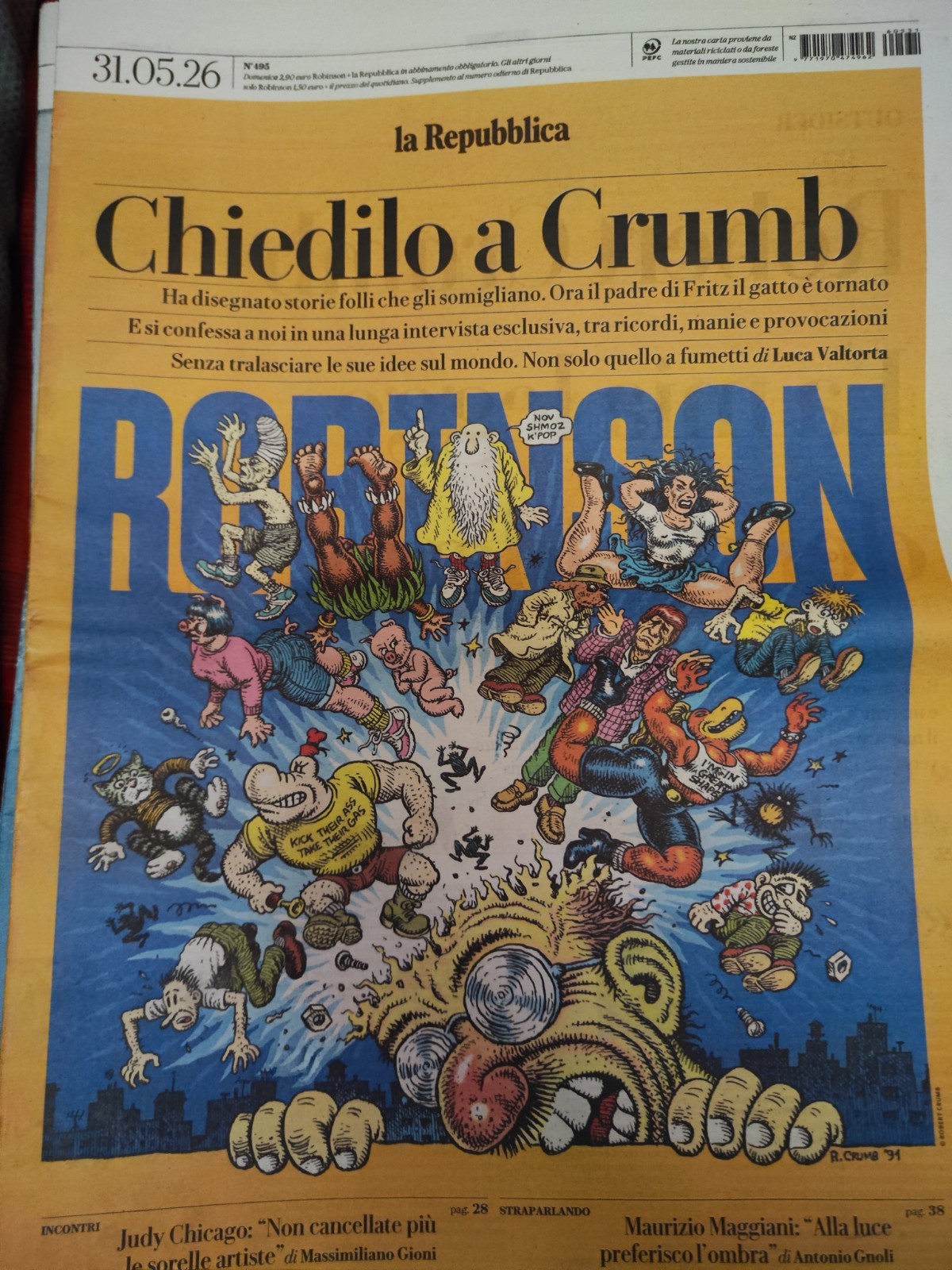 Robinson n⁰ 495 di Repubblica 31 maggio 2026 Crumb Fritz  Nuovo