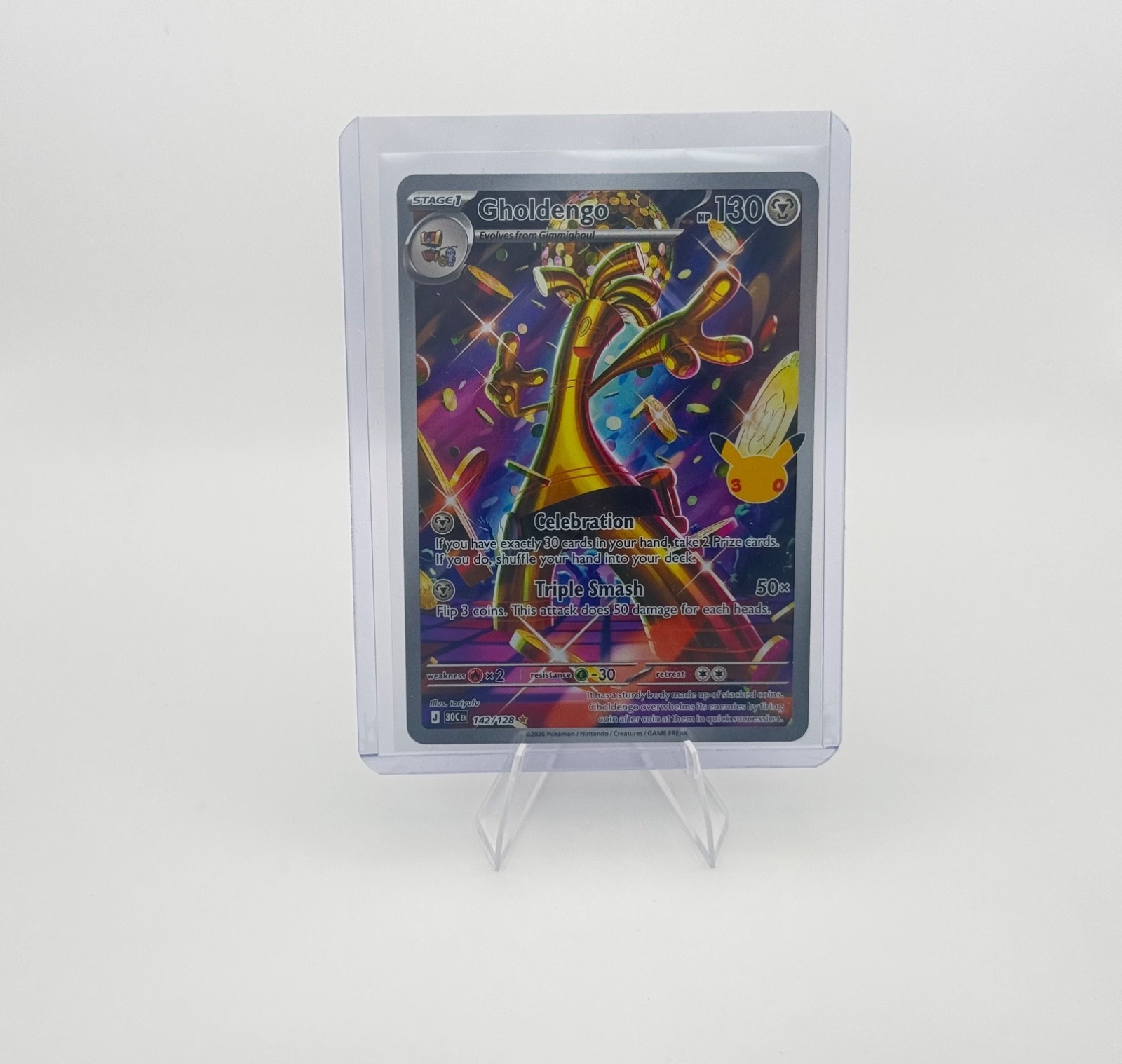 Gholdengo 142/128 Illustrazione 30° Anniversario Rara Full Art Inglese