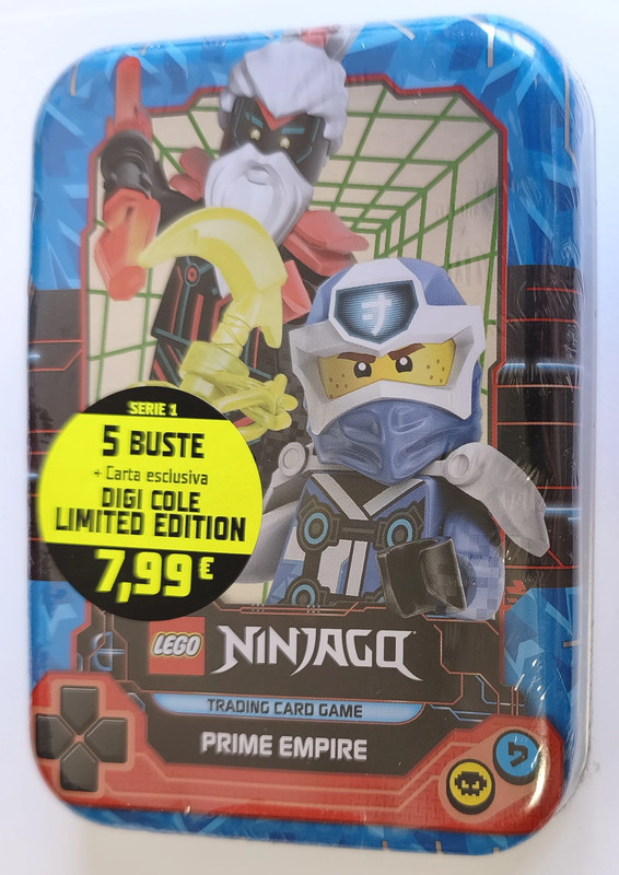 Lego Ninjago Prime Empire Serie 1 Italia TCG Mini Tin Box Blu Digi Cole LE Card