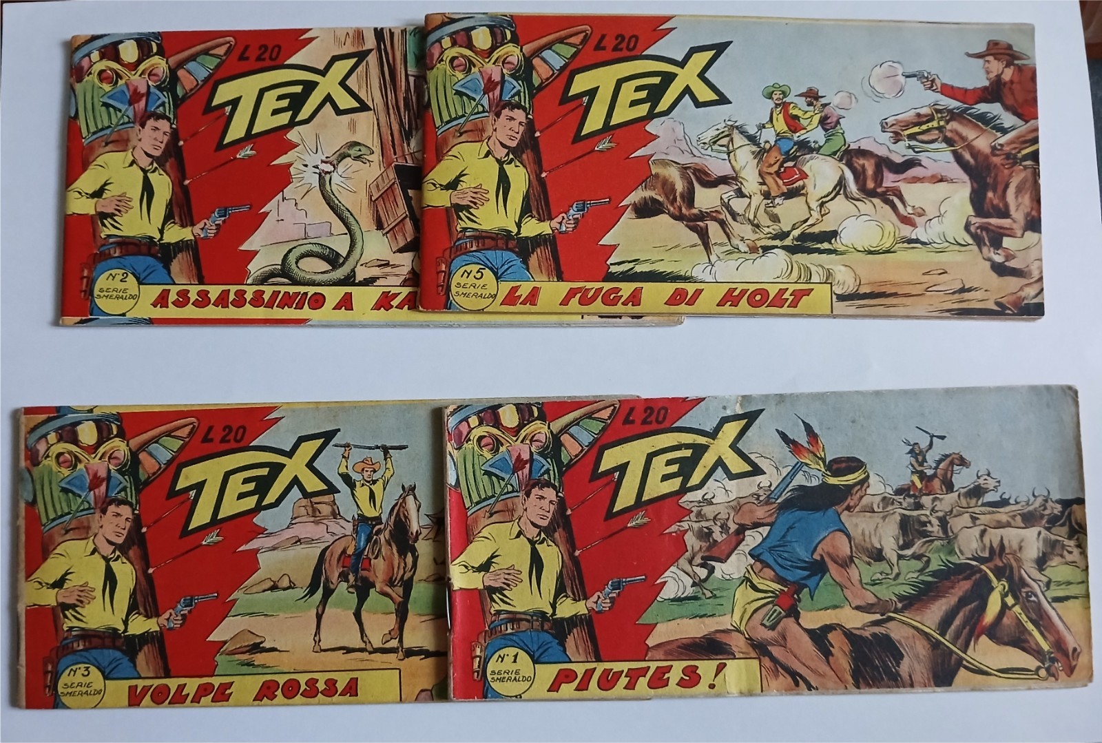 4 Tex strisce serie Smeraldo  N 1 2 3 5 Edizioni Audace 1955